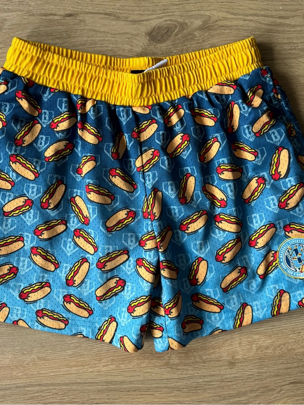 BSBL 101- Boys Blue Hot Dog Print with Yellow Waistband